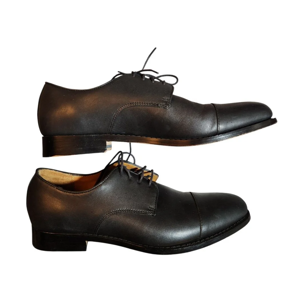 J.Crew Mens Black Leather Oxfords Shoes Size 10